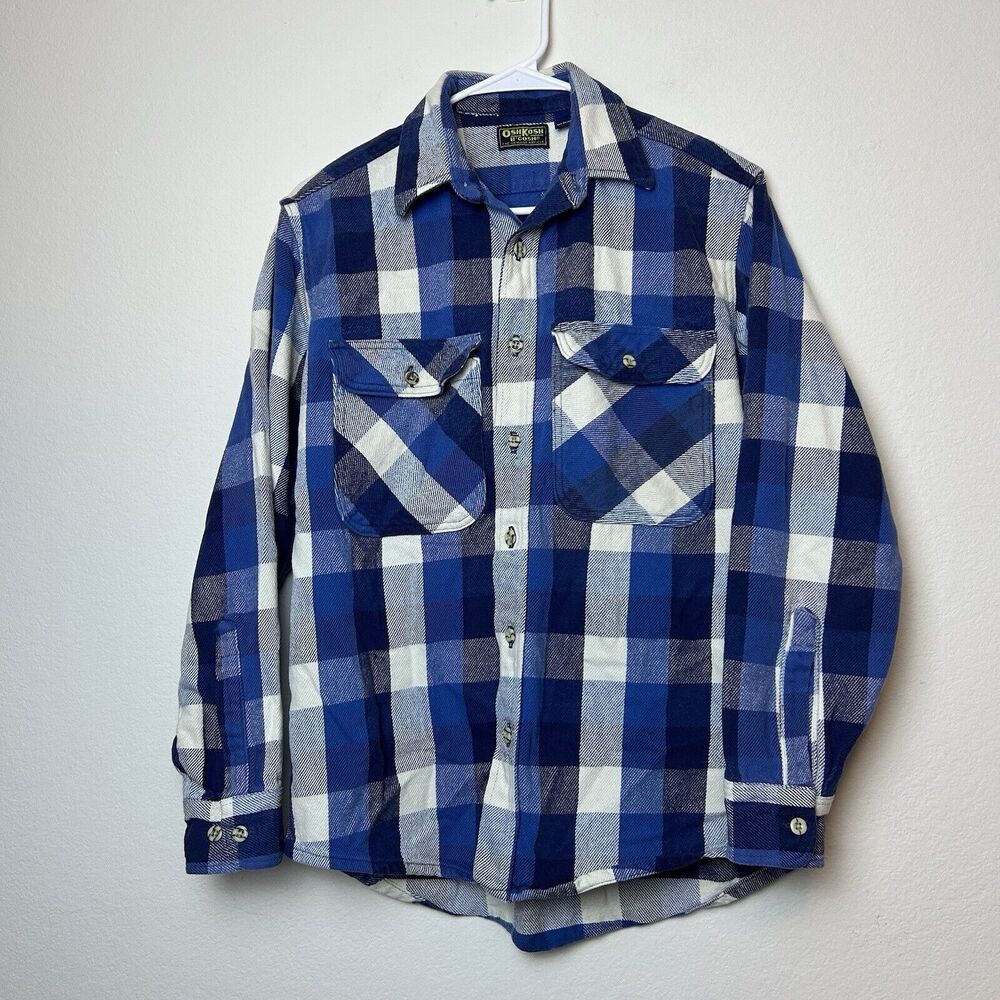 Vintage OshKosh B'Gosh Shirt Mens Medium Plaid Flannel Button Normcore Casual